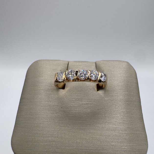 18k Yellow Gold Five Stone CZ Infinite Ring 6