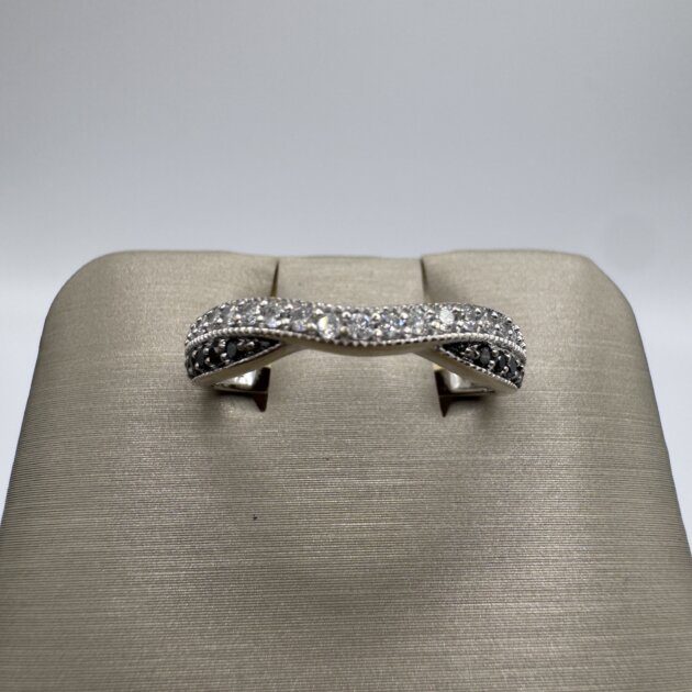 14k White Gold Wedding Black Diamond Ring 7