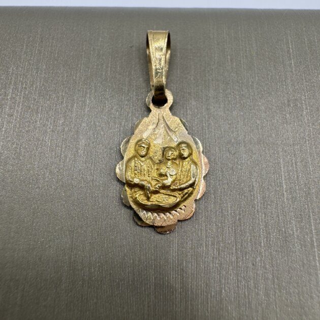 14k Y Gold Religious "Baptism" Medallion Pendant Charm 0.75g
