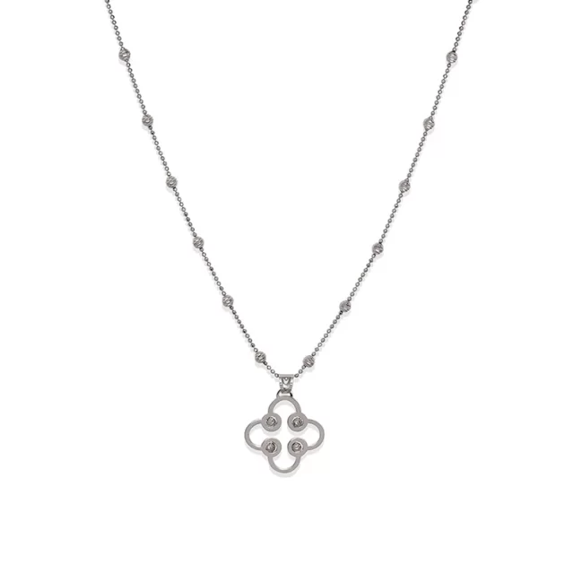 Clover and Beaded Sterling Silver 16" Necklace