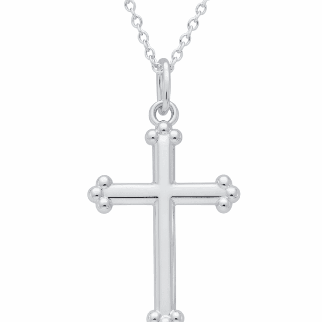 14K White Gold Fancy Cross Pendant