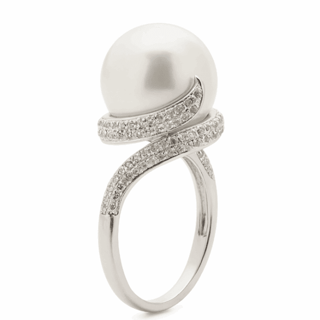 Imperial Pearl Sterling Silver Cultured Freshwater Pearl and White Topaz Ring