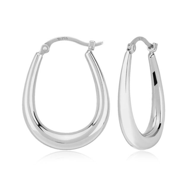 14K White Gold U-Shaped Hoop Earrings