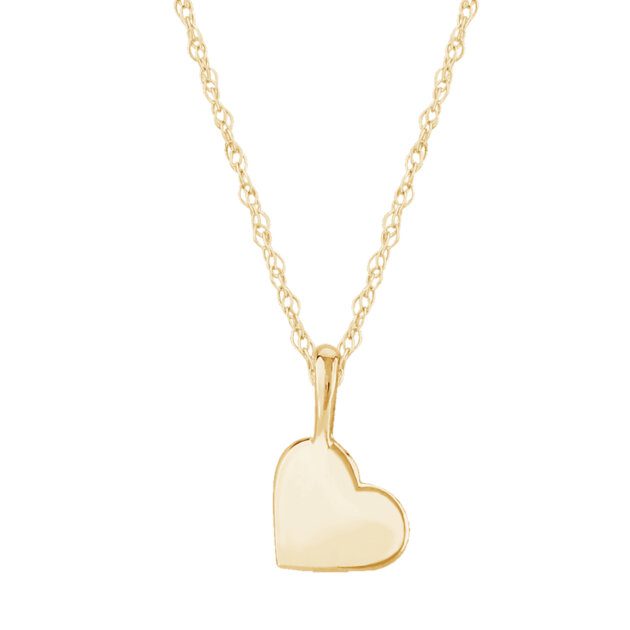14K Yellow Gold Heart Pendant with 18″ Rope Chain