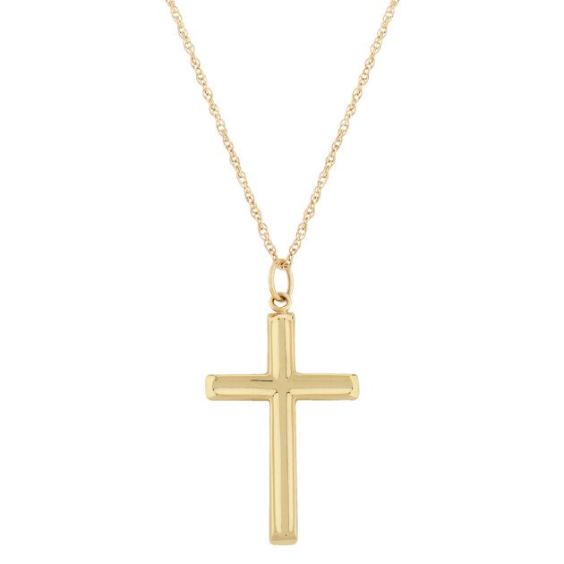 14K Gold Fancy Concave Cross Pendant