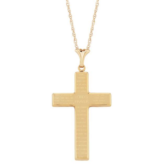 14K Gold Lord’s Prayer Cross Pendant