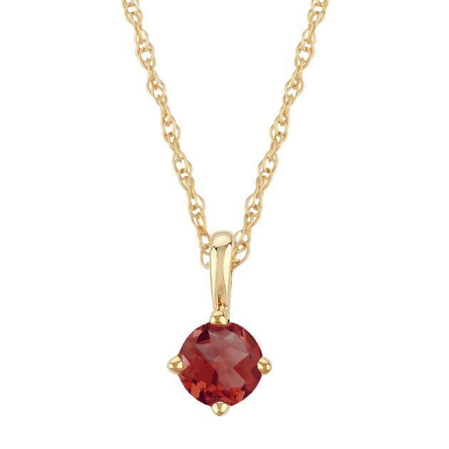 14K Yellow Gold 4MM Genuine Ruby Pendant with 18″