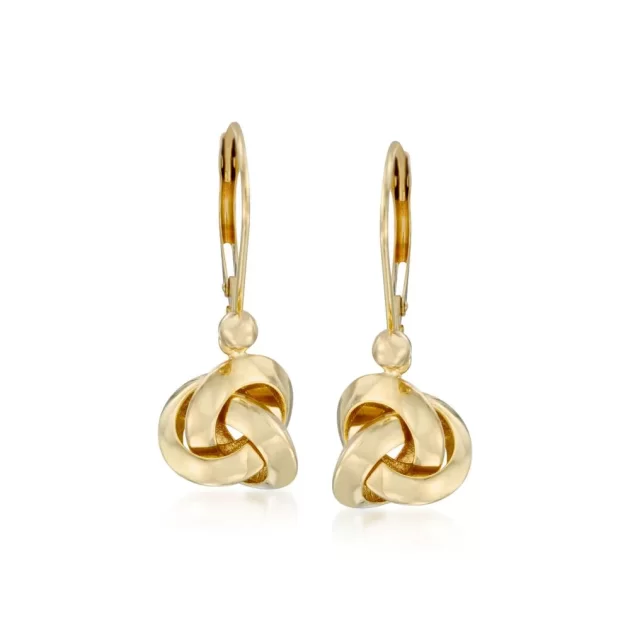 14K Yellow Gold Love Knot Drop Earrings