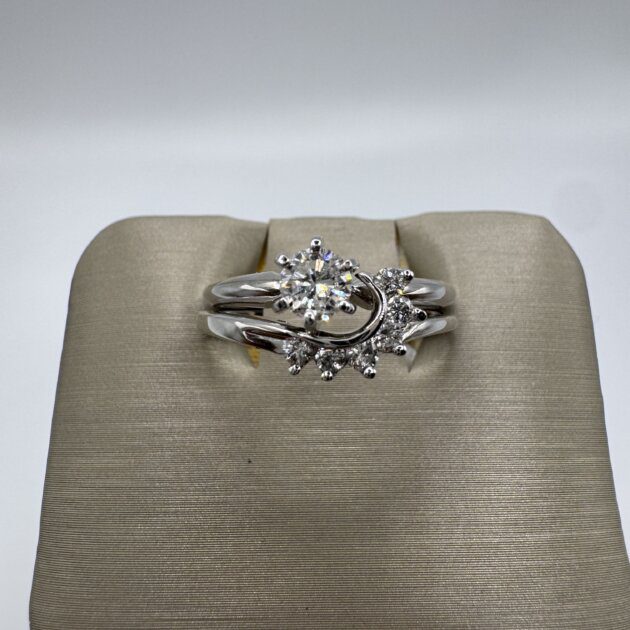 14K White Gold Diamond Bridal Set 0.75ctw Ring 6.5