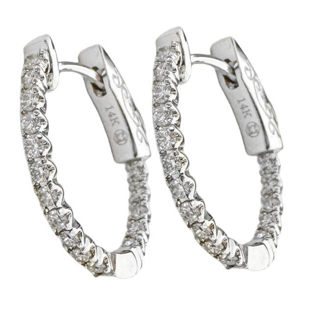 14K White Gold Diamond Hoop Earrings 0.47 CTW (SI/G)