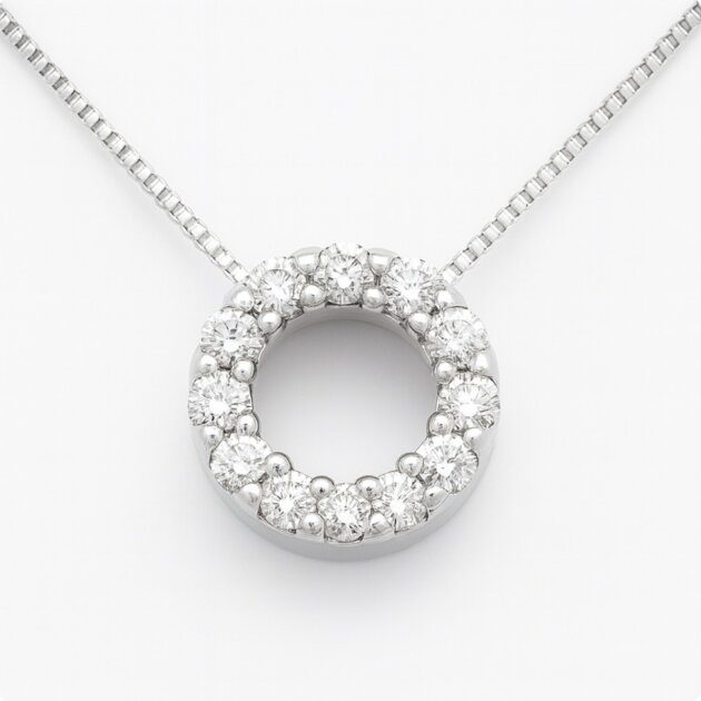 14K White Gold Diamond Circle Pendant 0.33ct