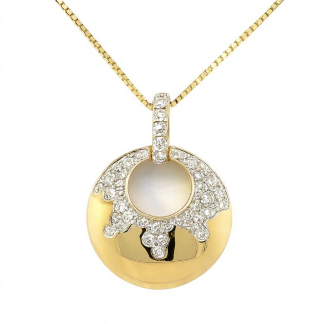 14K Yellow Gold Round Diamond Necklace 0.39ct 18"