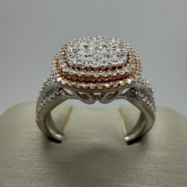 10K White Gold Diamond Cluster Ring, 1.10 CT TDW, Size 7