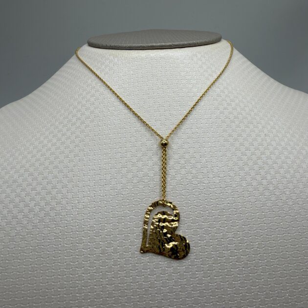 14K Yellow Gold Heart Pendant Necklace, 17"