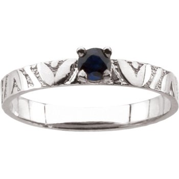 14K White Gold Sapphire Birthstone Kids Ring, Size 3