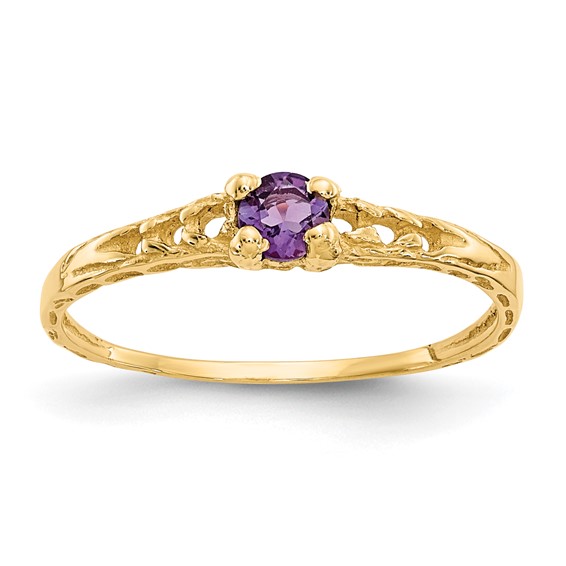 14k Madi K 3mm Amethyst Birthstone Size 3 Baby / Childrens Ring