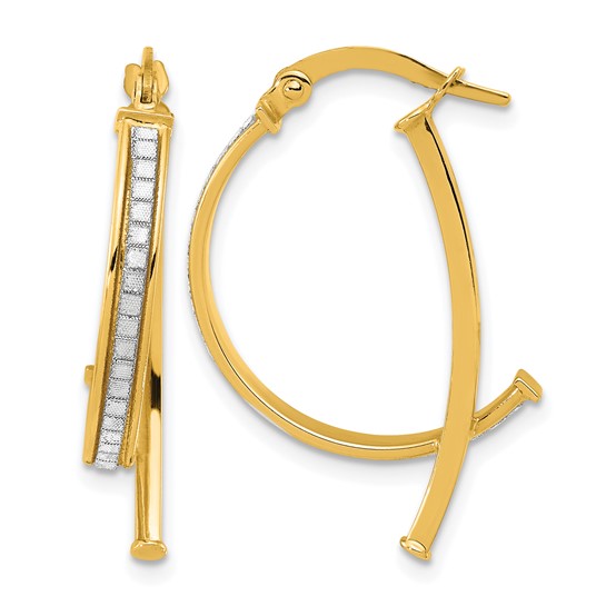 Leslie’s 14K Yellow Gold Polished Glitter Infused Hoop Earrings, 1.3g