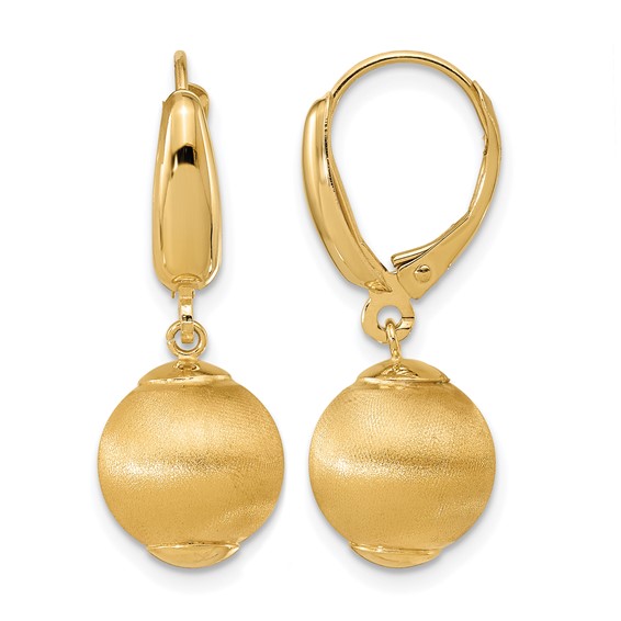 Leslie's 14k Polished Textured Leverback Earrings