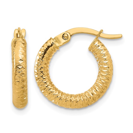 Leslie’s 14K Yellow Gold Polished & Diamond-Cut Hoop Earrings