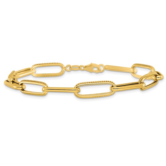 Leslie’s 14K Yellow Gold Polished Fancy Link Bracelet, 7.75", 6.45mm