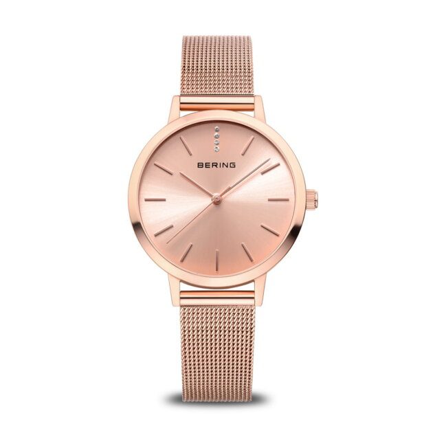 Bering Classic Watch Rose Gold | Sunray Dial | Sapphire Crystal | Milanese Strap