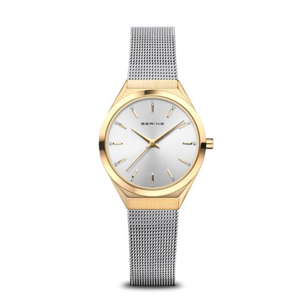 Bering Ultra Slim Gold Watch 29mm | Sunray Dial | Milanese Strap | 18729-010