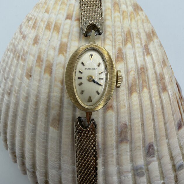 Vintage Longines 14K Solid Yellow Gold Ladies Watch Oval Swiss Bracelet 7.5”