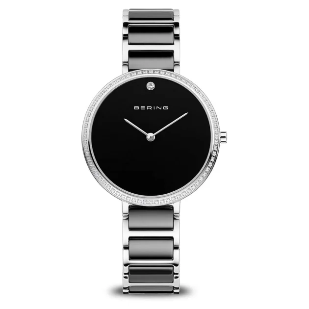 Bering Slim Ceramic Watch 30534-742 | Black Dial | Silver Ceramic Strap | Sapphire Crystal | 34mm