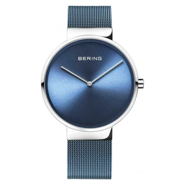 Bering Classic Watch | Blue Sunray Dial | Silver Case | Milanese Strap | Sapphire Crystal | 39mm
