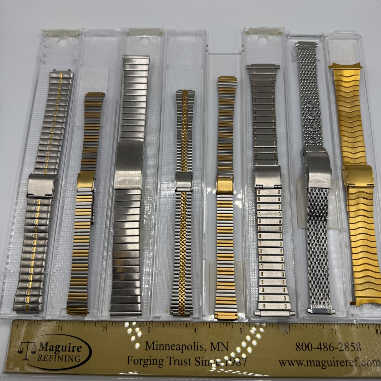 Lot of 8 Vintage NOS Metal Watch Bands Bracelets Speidel Hong Kong 5.5-7mm