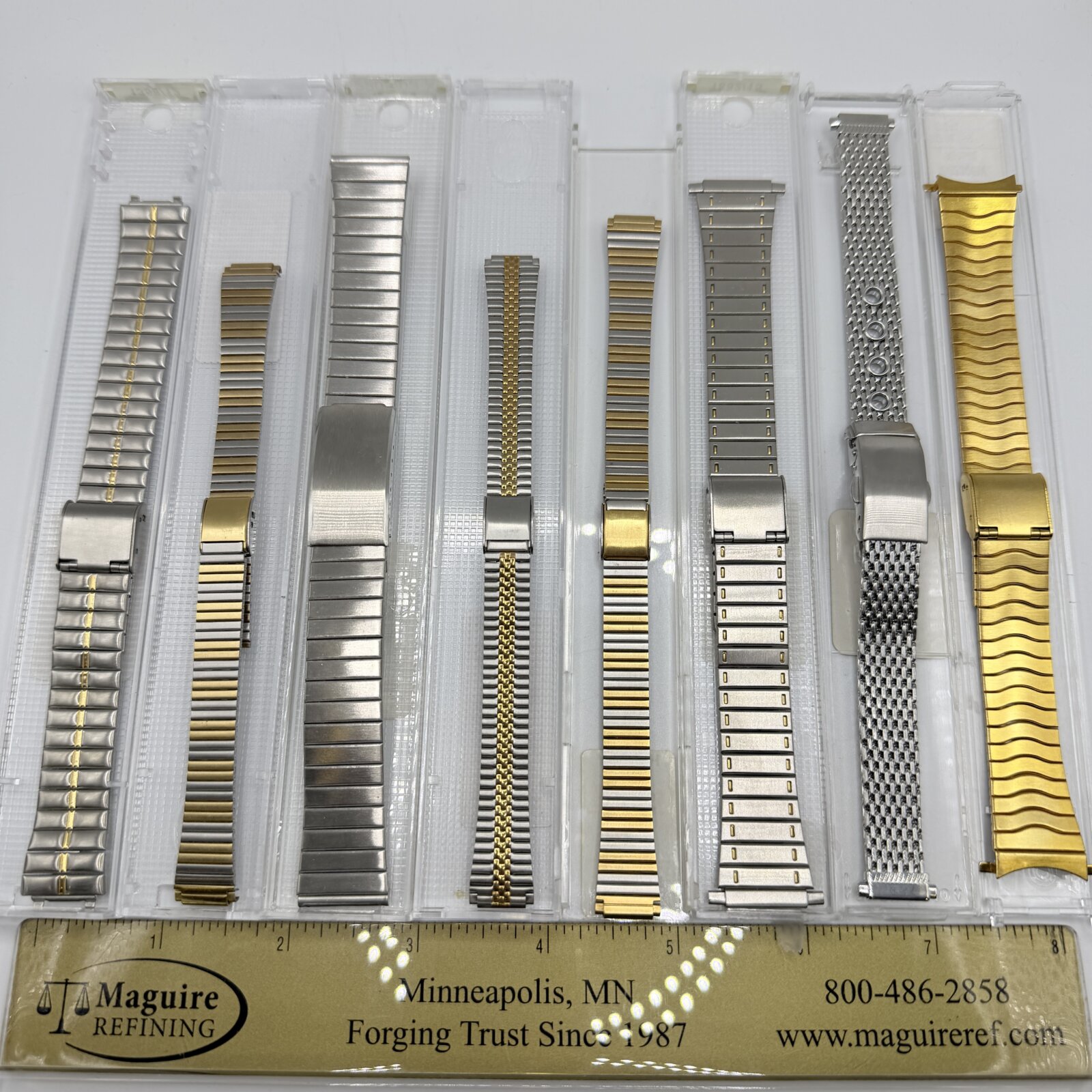 Lot of 8 Vintage NOS Metal Watch Bands Bracelets Speidel Hong Kong 5.5-7mm