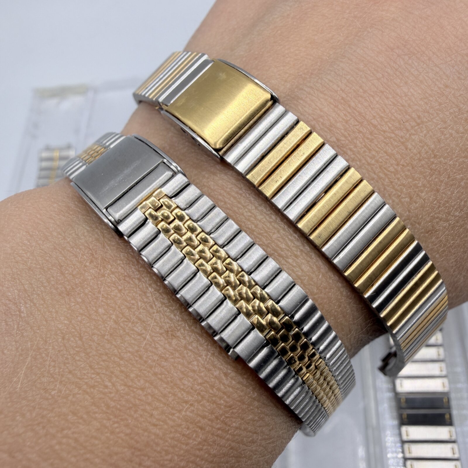 Lot of 8 Vintage NOS Metal Watch Bands Bracelets Speidel Hong Kong 5.5-7mm