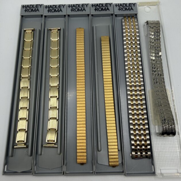 Lot of 6 Vintage NOS Hadley Roma Watch Bands Metal Bracelets Mixed Styles