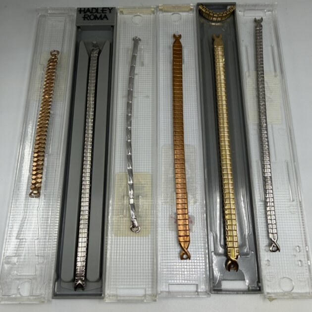 Lot of 6 Vintage NOS Stretch Expansion Watch Bands Stainless Steel Mixed Colors
