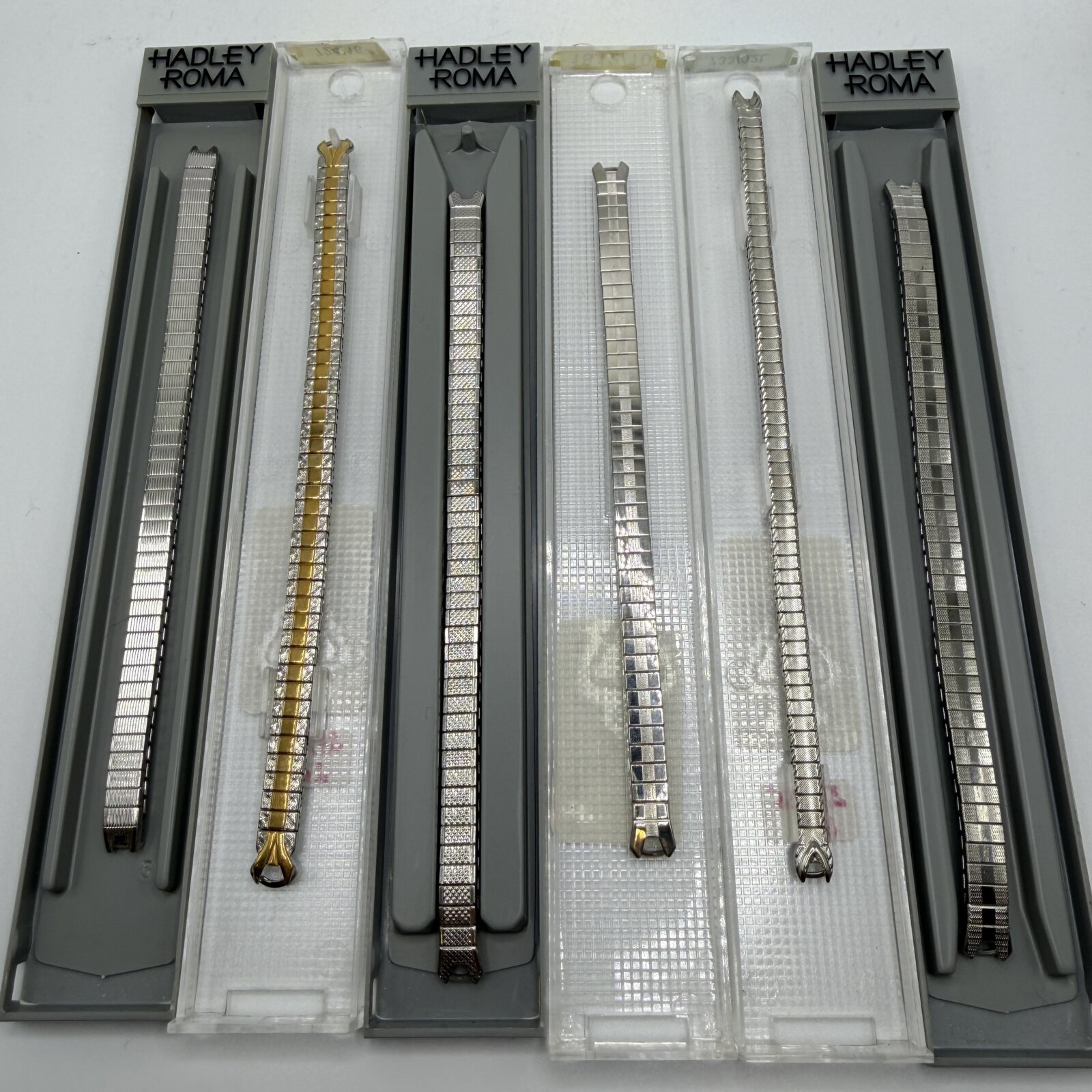 Lot 6 NOS Vintage Expansion Stretch Watch Bands Stainless Steel Mixed Styles