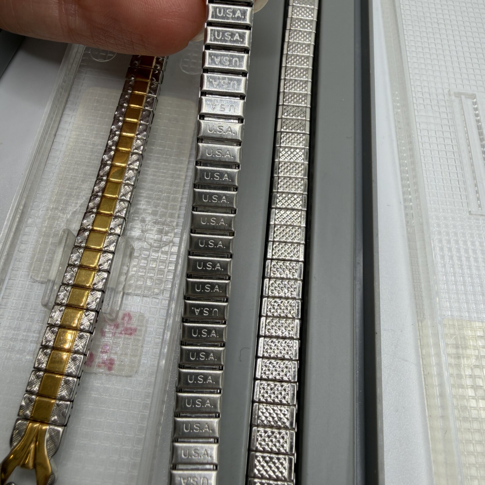 Lot 6 NOS Vintage Expansion Stretch Watch Bands Stainless Steel Mixed Styles