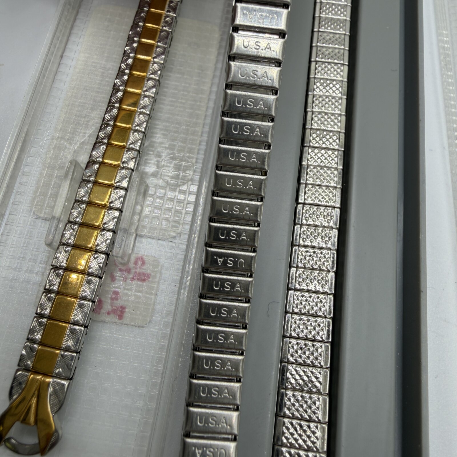Lot 6 NOS Vintage Expansion Stretch Watch Bands Stainless Steel Mixed Styles