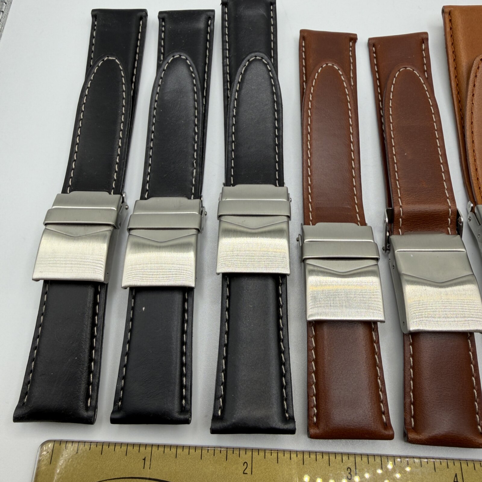 Lot 9 NOS Speidel Express Genuine Leather Watch Straps Brown Black