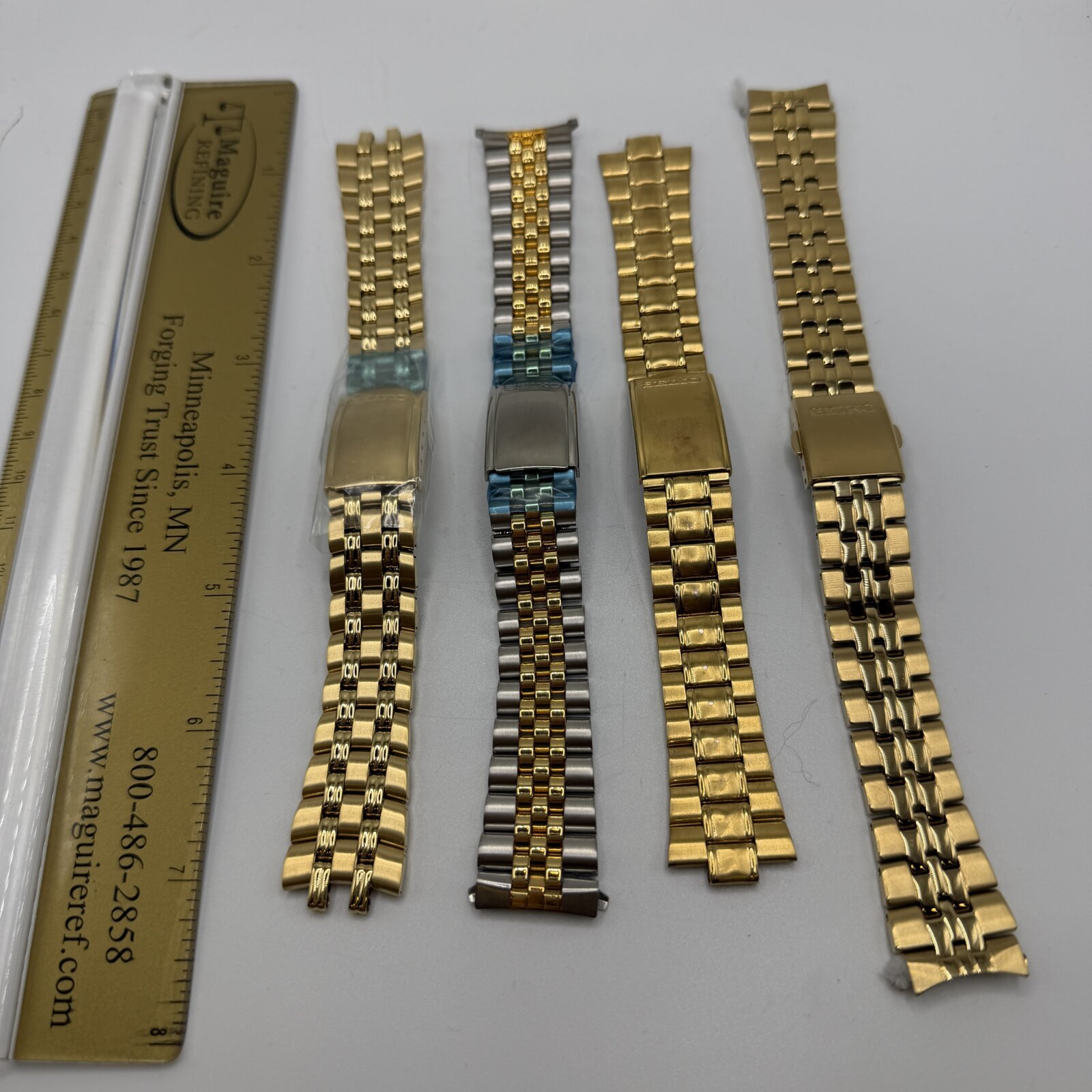 Lot of 4 Genuine Seiko Watch Bracelets Gold Tone & Two-Tone NOS Vintage