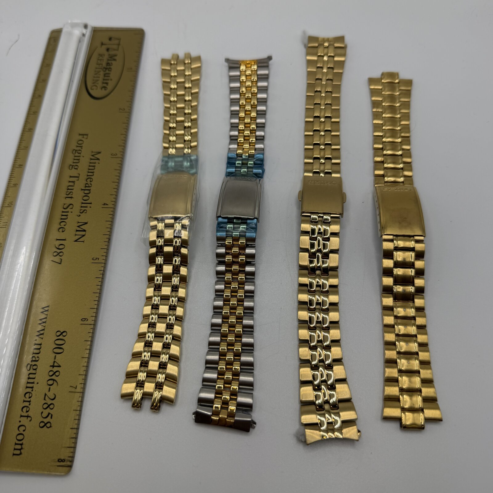 Lot of 4 Genuine Seiko Watch Bracelets Gold Tone & Two-Tone NOS Vintage