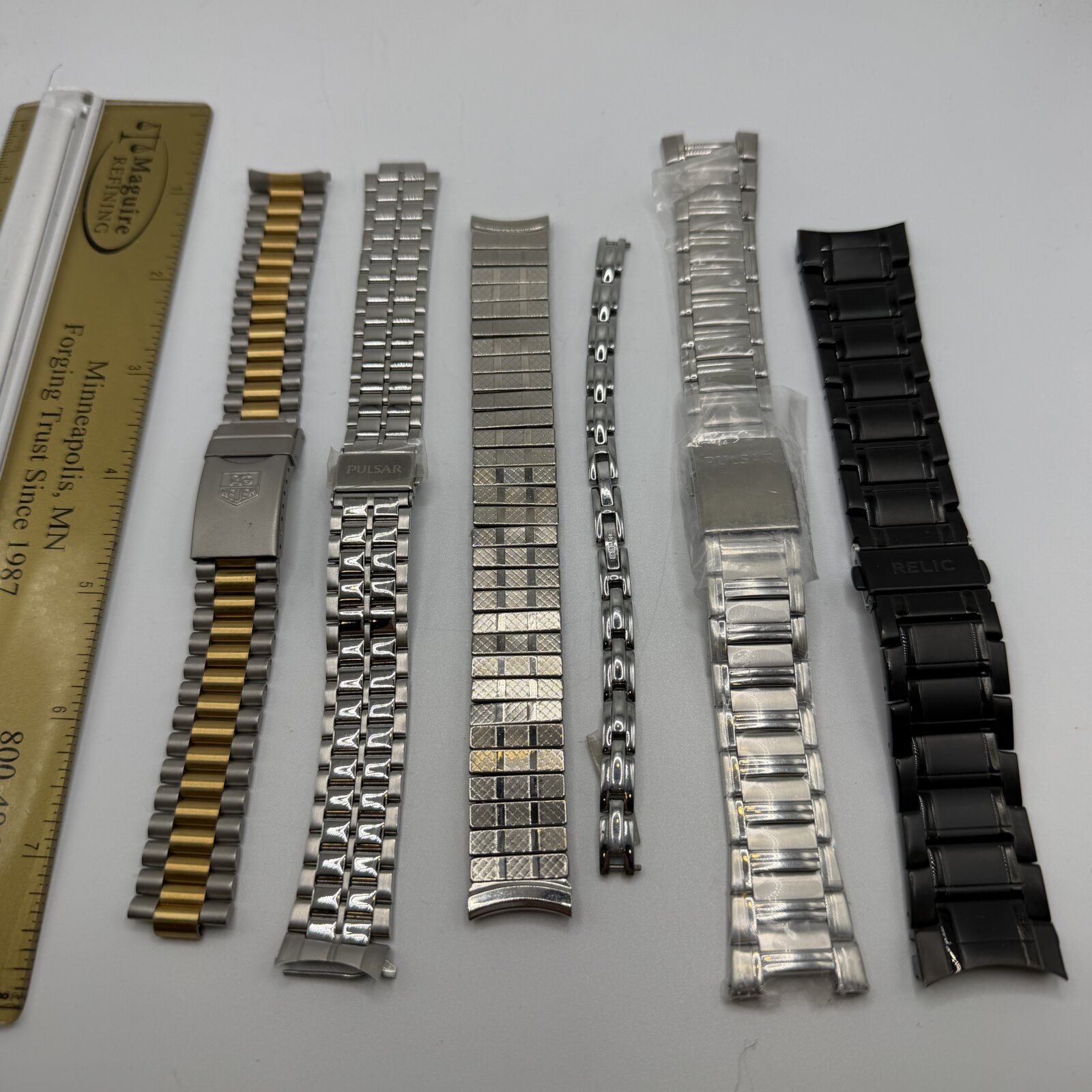 Lot of 6 Vintage Watch Bracelets TAG Heuer Pulsar Relic Mixed Brands NOS