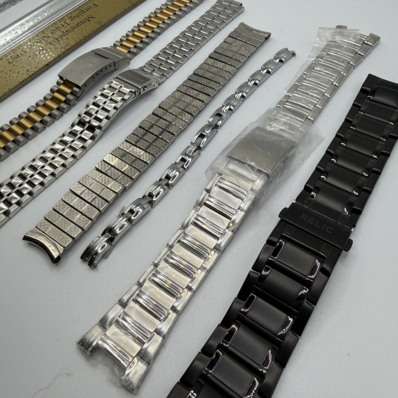 Lot of 6 Vintage Watch Bracelets TAG Heuer Pulsar Relic Mixed Brands NOS