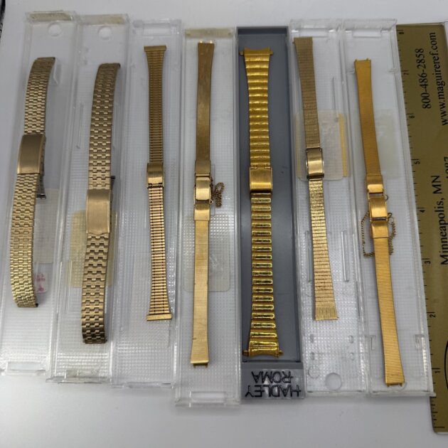 Vintage Watch Band Lot of 7 Speidel Hadley-Roma Gold Tone Expansion Mesh