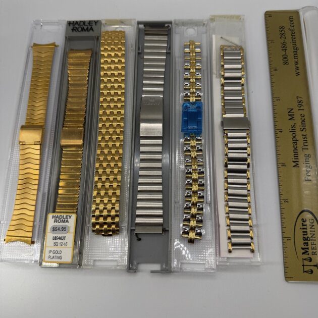 Vintage Watch Band Lot Tissot Hadley Roma Speidel Gold Silver Tone