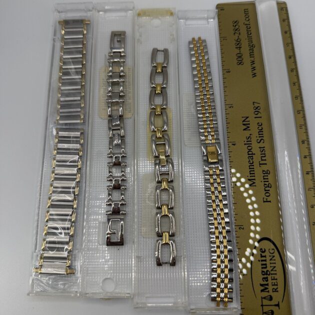 Vintage Watch Band Lot of 4 GUESS & Unbranded Two-Tone Metal Bracelets